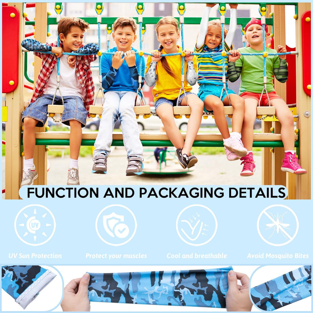 14 Pairs Arm Sleeves for Kids Youth Football Baseball Basketball UV Sun Protection Cooling Arm Sleeves for Boys Girls