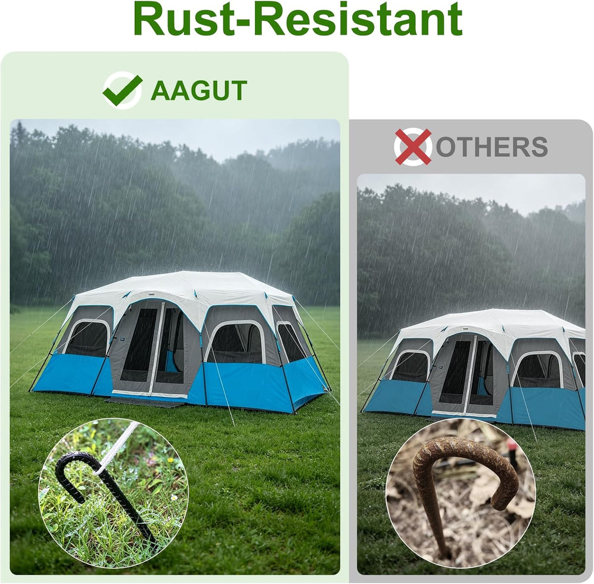 AAGUT Rebar Stakes 12 Inch J Hook, Premium Anti-Rust Tent Stakes for Canopy
