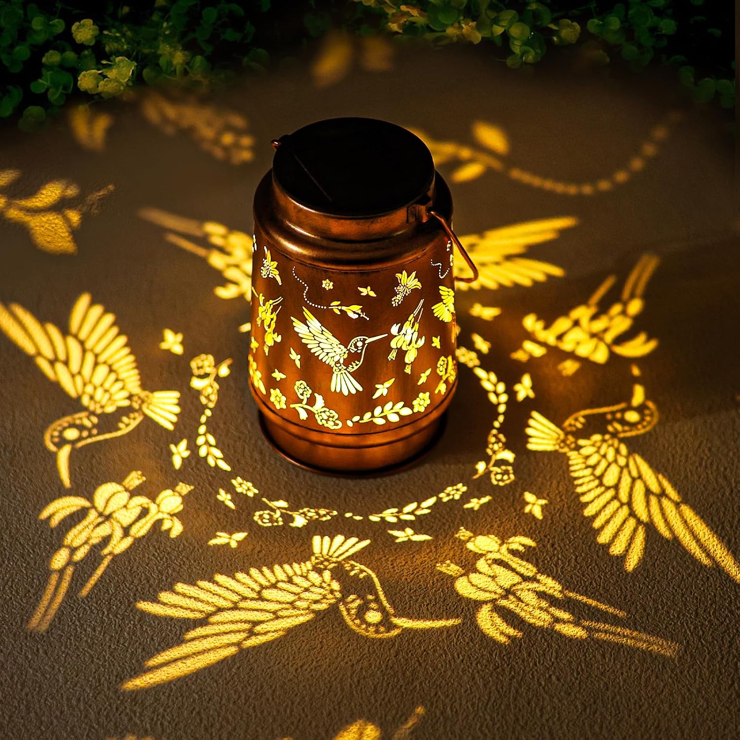 Hummingbird Solar Lanterns Outdoor Waterproof Hanging Solar Lights Gifts for Women Men Mom Metal Decorative LED Lantern Outside for Decor Garden,Yard,Patio,Lawn,Porch,Backyard