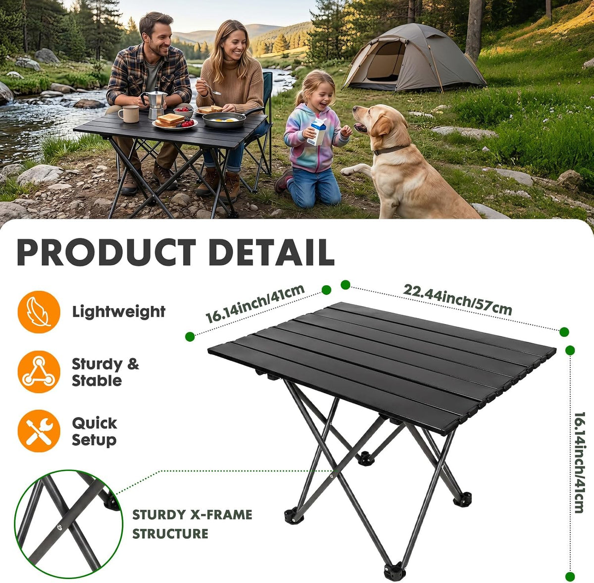 ShellKingdom Portable Camping Table for Picnic, Outdoor BBQ, Cooking, Beach