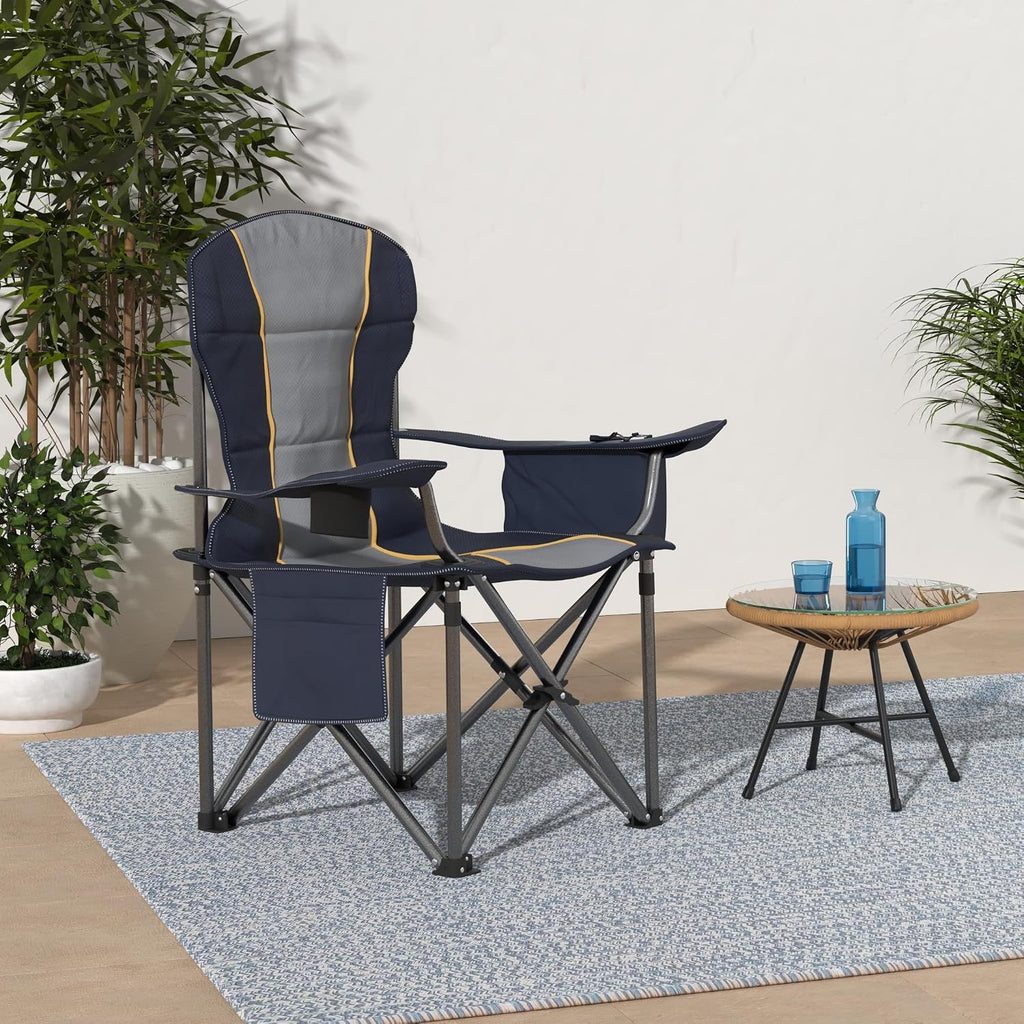 Heavy Duty Oversized Portable Camping Folding Chair Support 450 LBS Blue