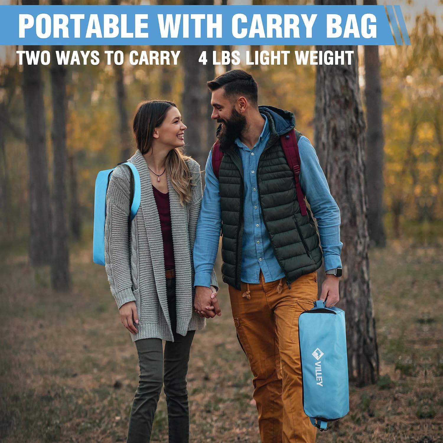VILLEY Portable Folding Camping Chairs, Lightweight, Blue