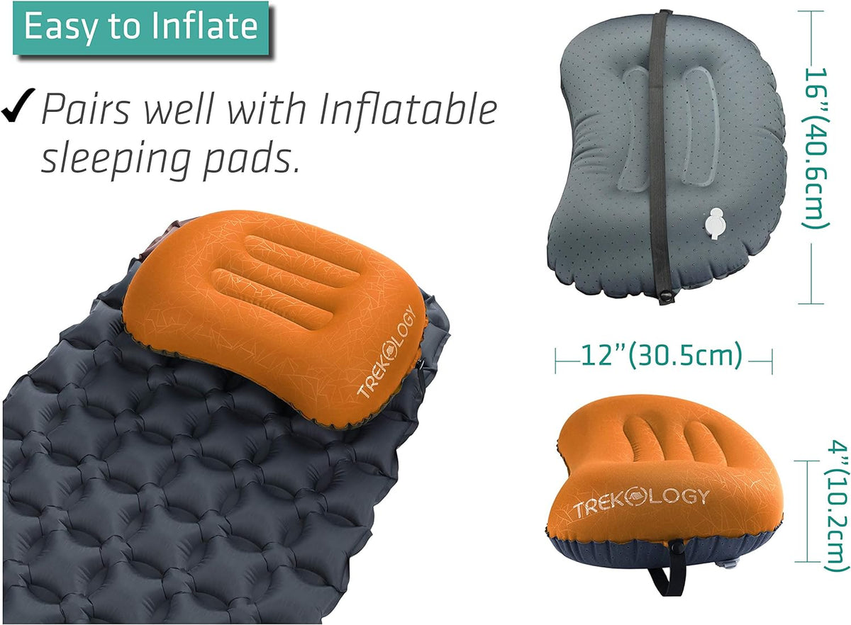 TREKOLOGY Aluft 2.0 Small Inflatable Camping Pillow for Backpacking, Travel