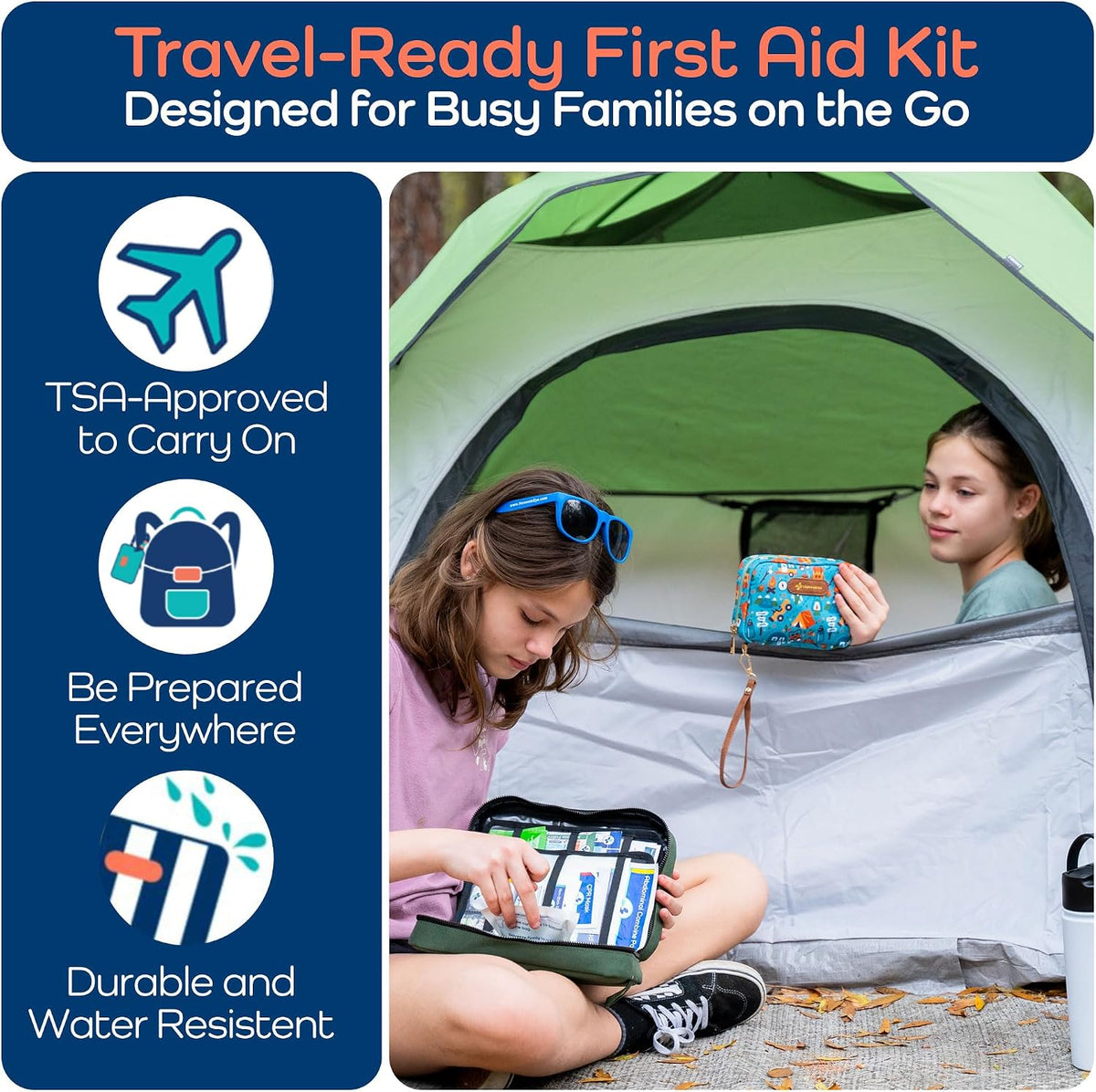 KeepGoing Travel First Aid Kit for Kids, 130 Pc. TSA-Approved Travel Size