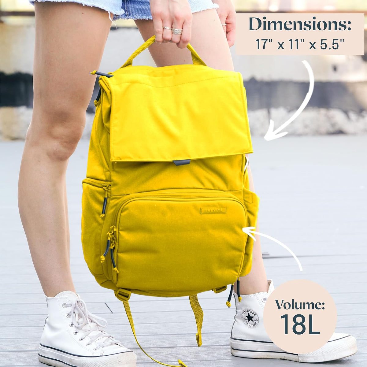 BREVITE - The Runner - Compact Camera Backpacks for Photographers - A Minimalist & Travel-friendly Photography Backpack Compatible With Both Laptop & DSLR Accessories 18L (Lemon Yellow)
