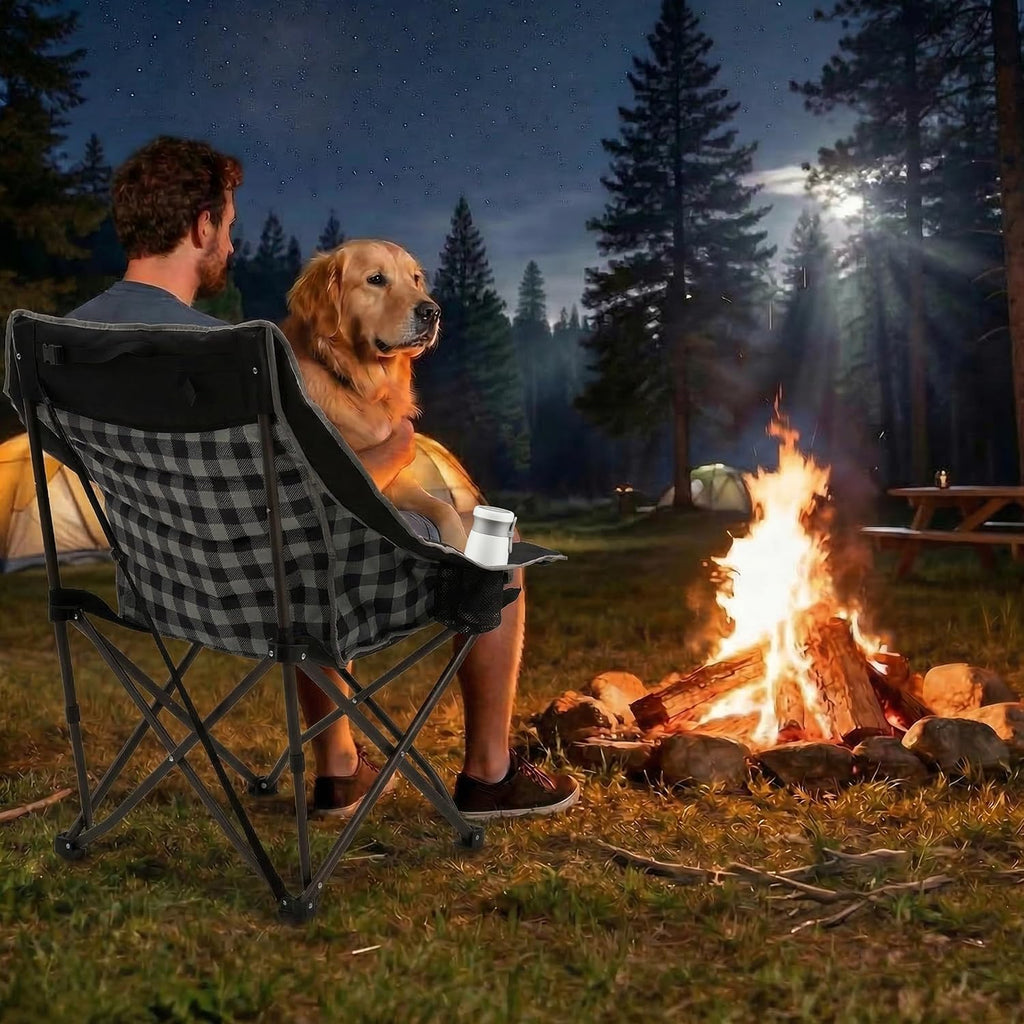 SUNNYFEEL 2 Pack Padded Oversized Camping Chairs for Adults, Heavy Duty Portable Folding Chair with Carry Bag, Side Pockets & Cup Holder, Supports 300 lbs, for Tailgating Hiking Picnic Backyard