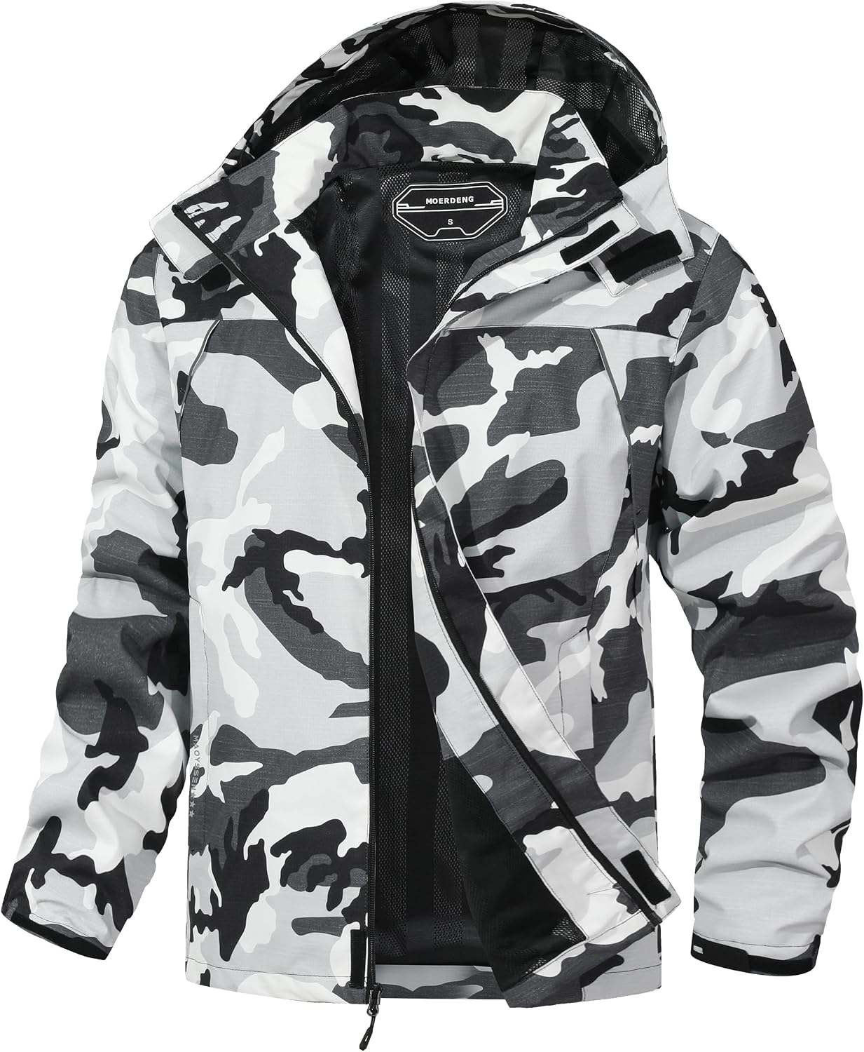 Outdoor Men's Waterproof Raincoat Windbreaker Lightweight Rain Jacket with Detachable Hood
