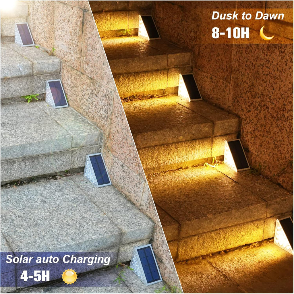 VOLISUN Solar Stair Lights 6 Pack, Solar Step Lights Outdoor Waterproof
