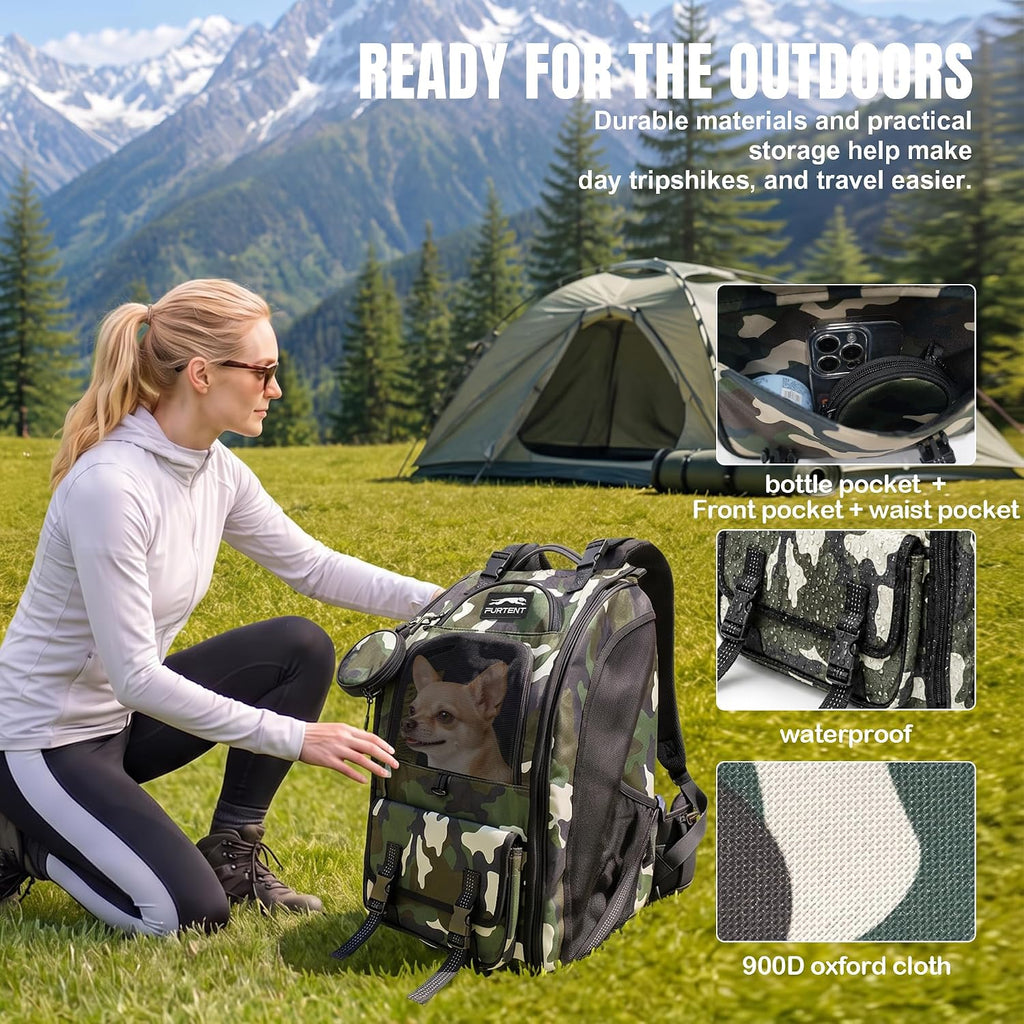 Dog Backpack Carrier for Hiking, Supportive Small Dog Carrier Up to 20 lb