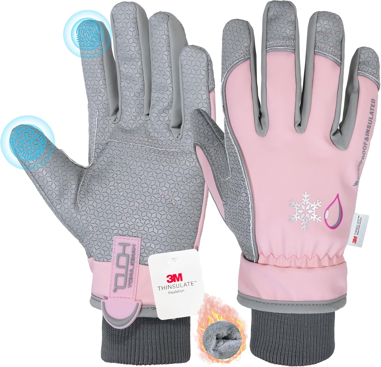 HANDLANDY Winter Work Gloves, 3M Thinsulate Waterproof Insulated Glove for Men Women