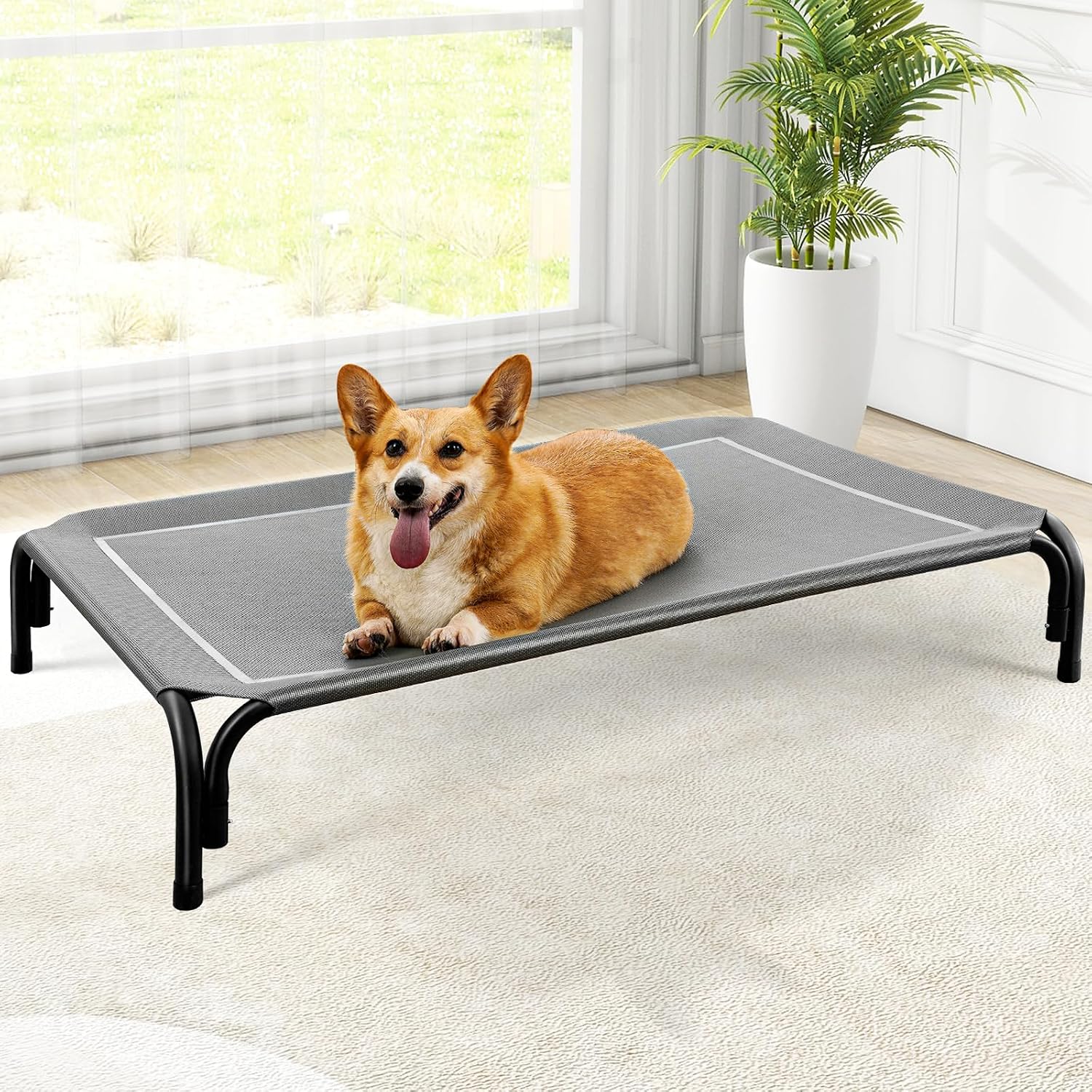 Czpalo Outdoor Elevated Dog Bed for Large Sized Dogs, No-Tool Assembly.