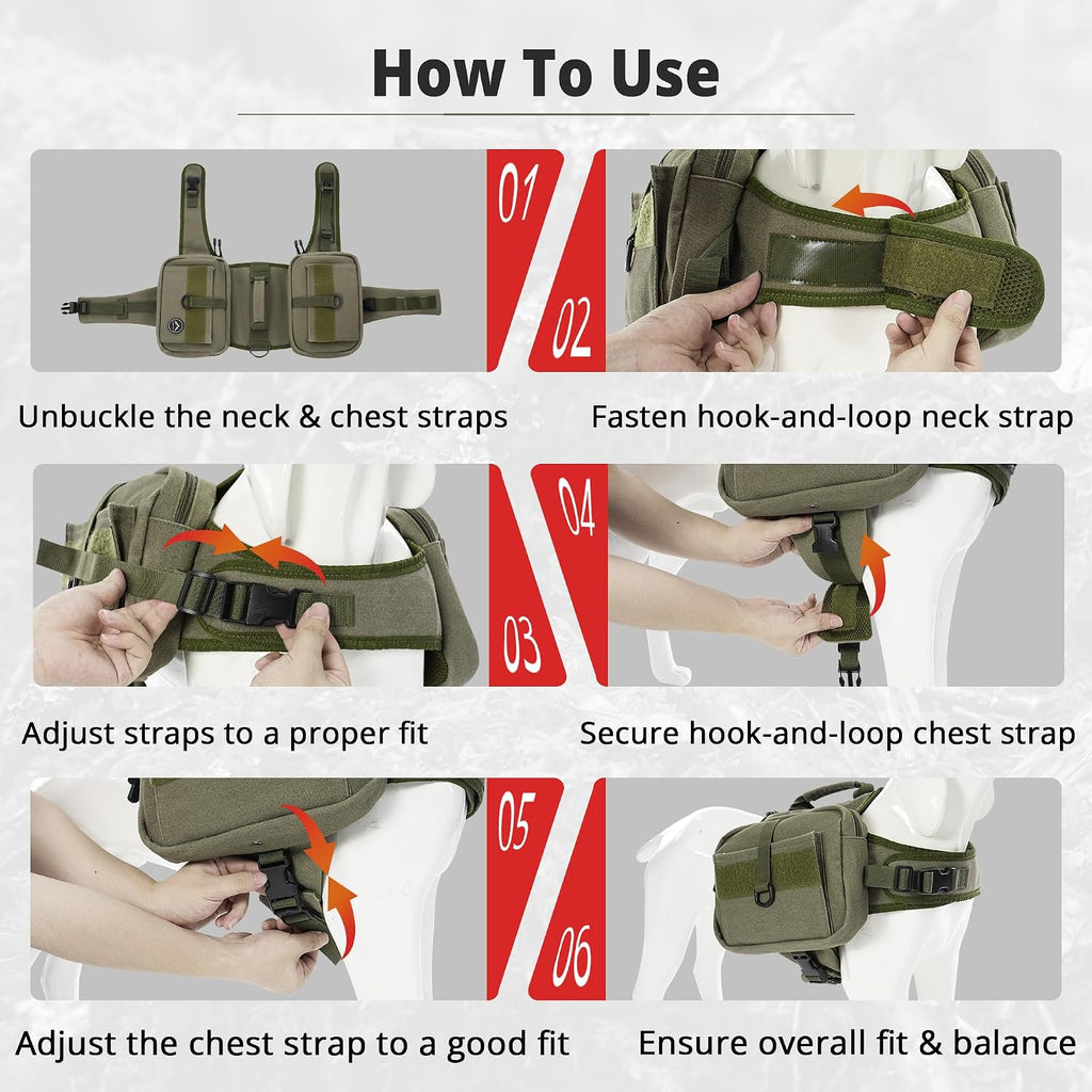 Himal Outdoors Dog Backpack & Saddle Bag, Tactical Hiking Backpack Green