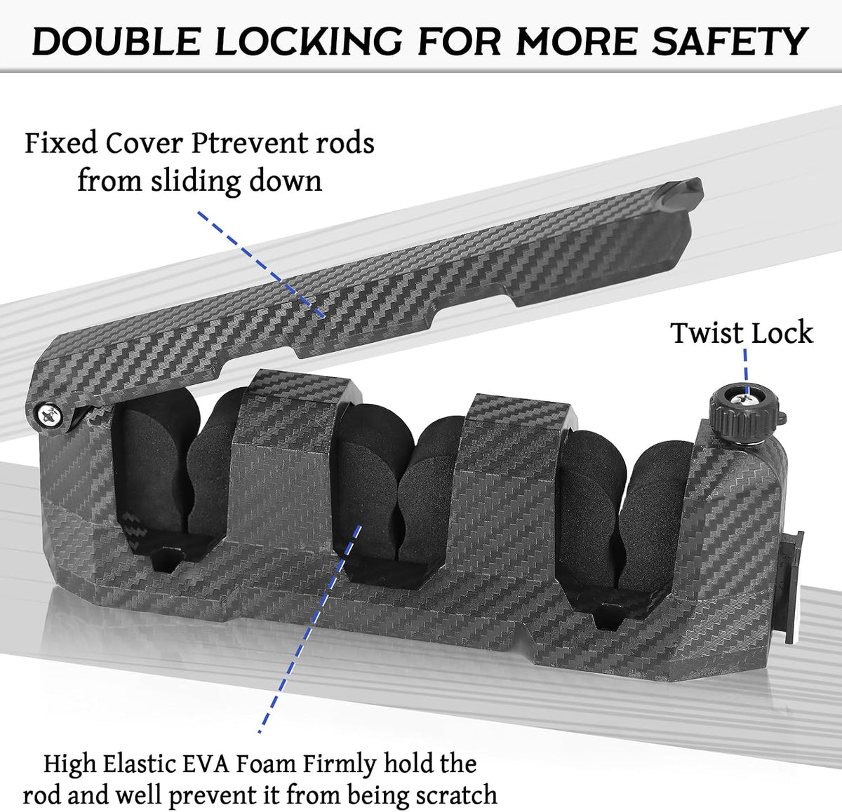 Ruppence 4-Pack Fishing Rod Holder with EVA Foam