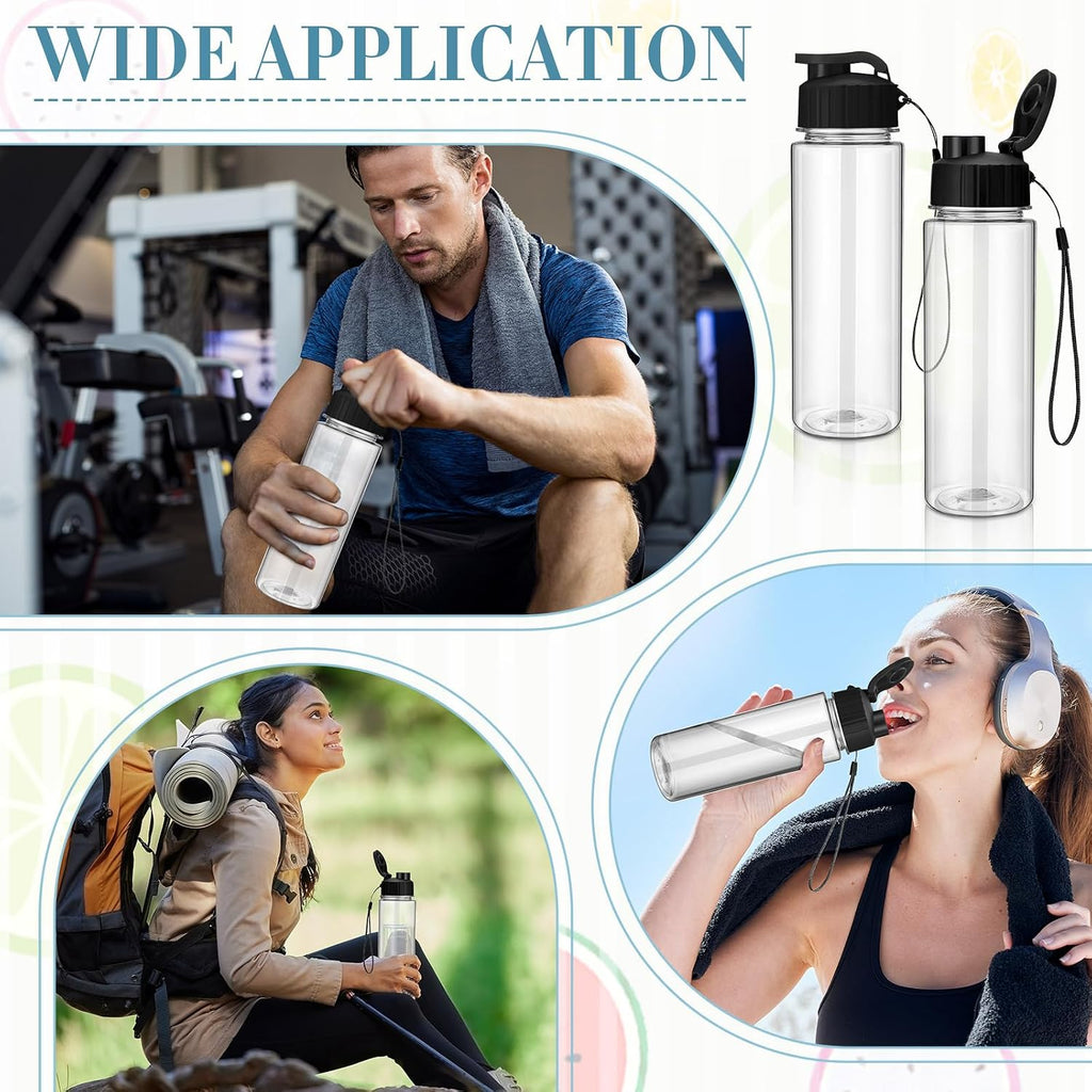 Domensi 50 Pieces Reusable Plastic Water Bottles Bulk, Black