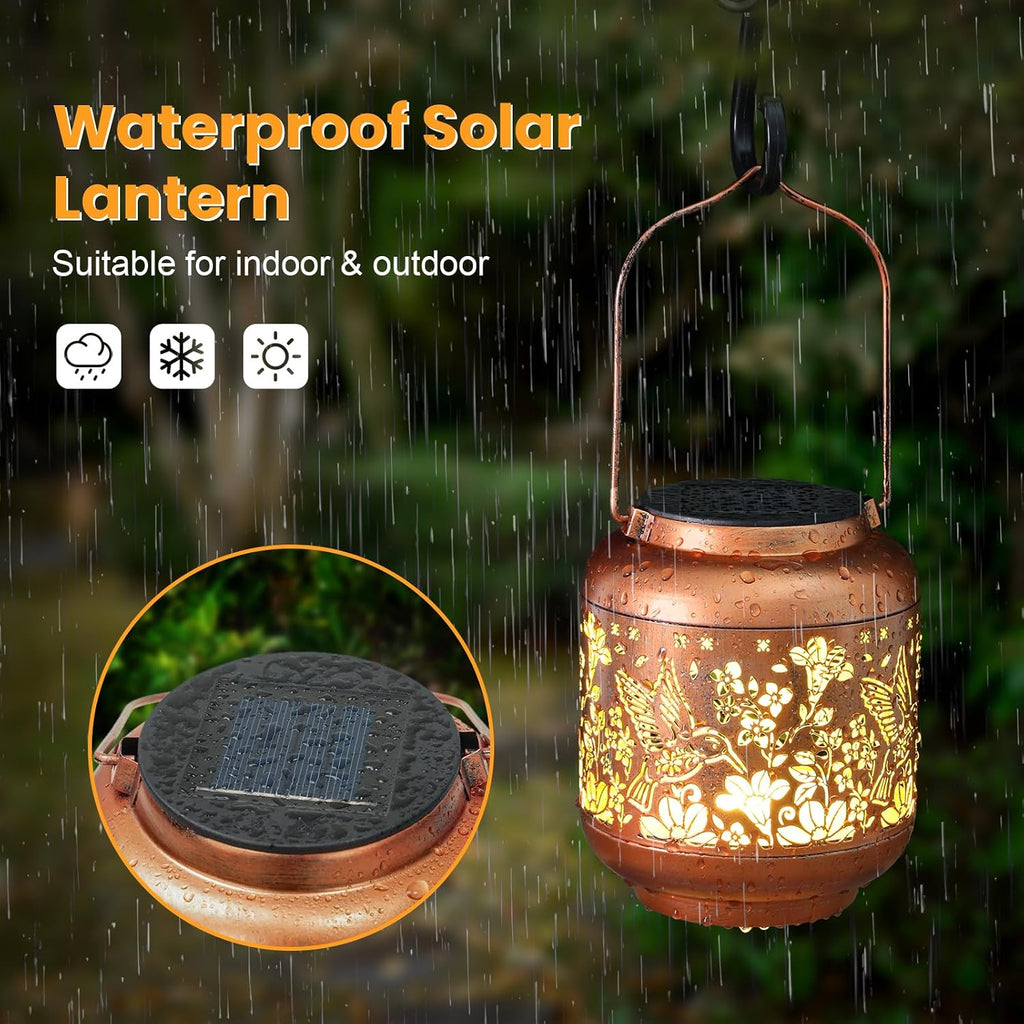Mothers Day Gifts Hummingbird Solar Lanterns Garden Decor Birthday Gifts for Women Mom Grandma Hanging Solar Lights Outdoor Waterproof Decoration for Outside LED Lanterns for Yard Patio Lawn