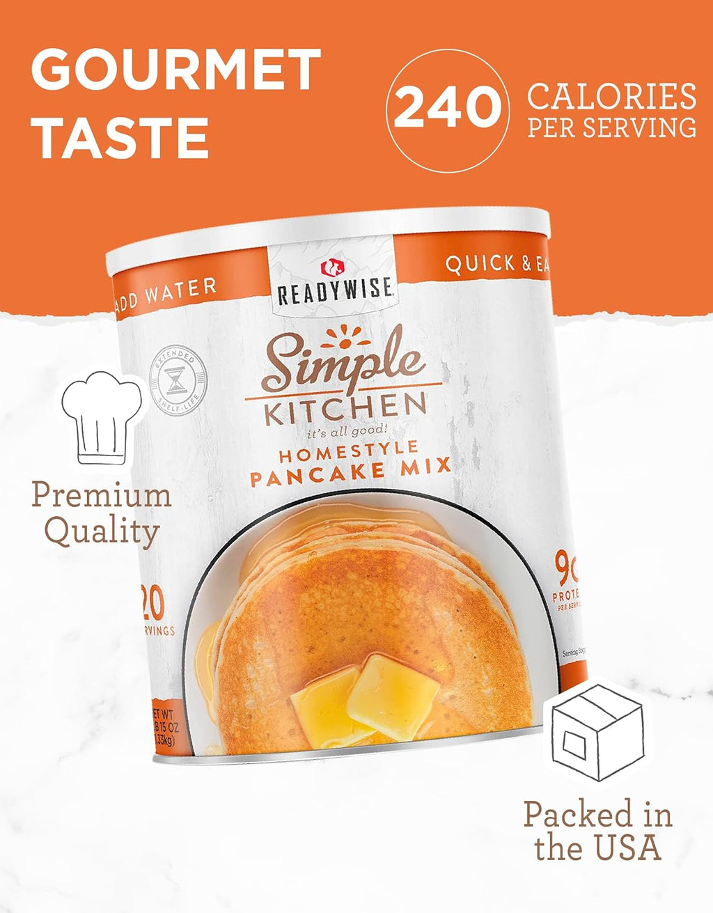SIMPLE KITCHEN Homestyle Pancake Mix #10 Can, 20 Servings, Camping Meals
