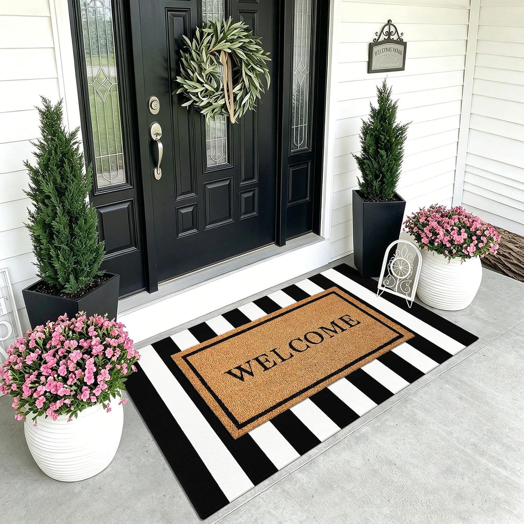 KOZYFLY Black and White Area Rug 3x5 Ft Washable