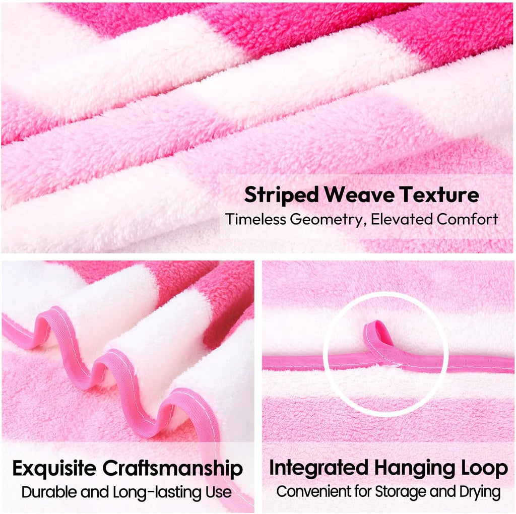 JML Microfiber Bath Towels, 2 Pack, 30" x 60", Cabana Stripe Pink