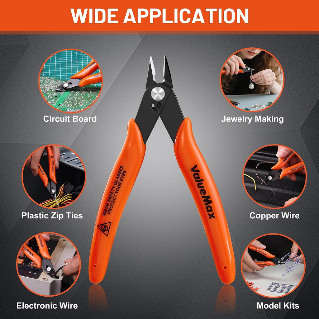 ValueMax 12-Pack 5-Inch Flush Cutters, Spring-Loaded Precision Side Cutters