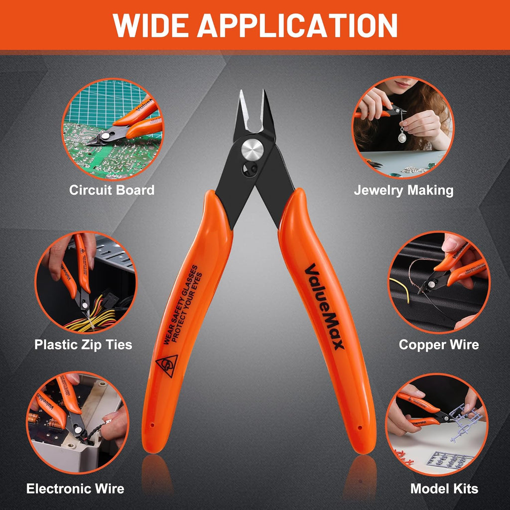 ValueMax 6-Pack 5-Inch Flush Cutters, Spring-Loaded Precision Side Cutters