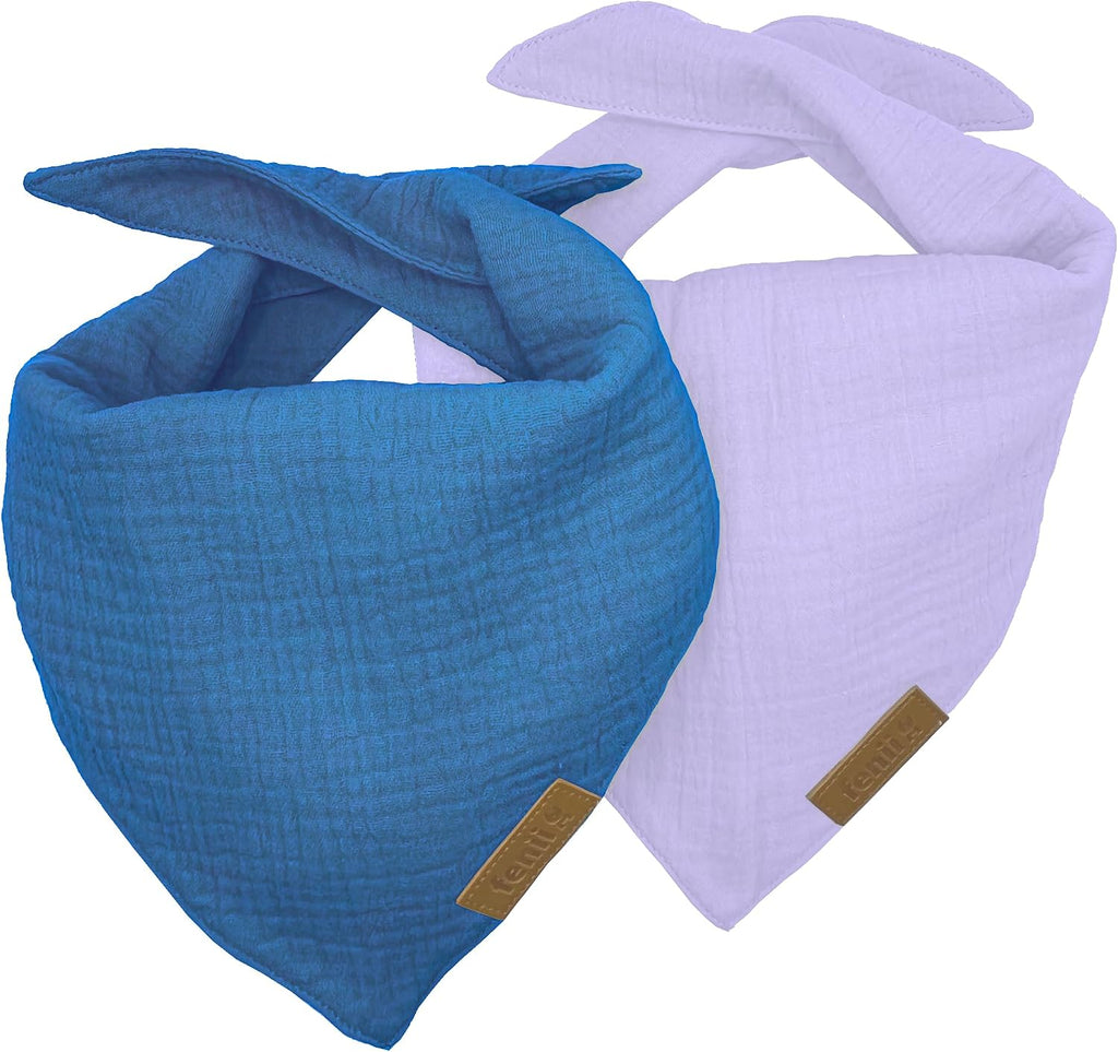 Premium Cotton Dog Bandanas - 2 Pack - Adjustable Fit - Washable - for Small, Medium & Large Breeds - Girl & Boy Dog Accessories - Multiple Sizes (Bumblebee Yellow & Pebble Gray, Large)