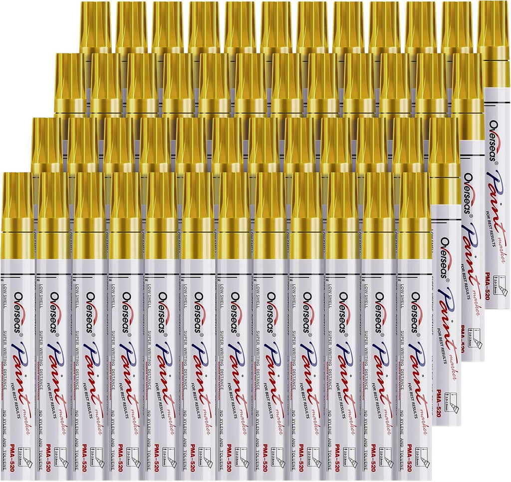 Overseas 48 Gold Paint Pens Permanent Markers, Oil Based Paint Markers