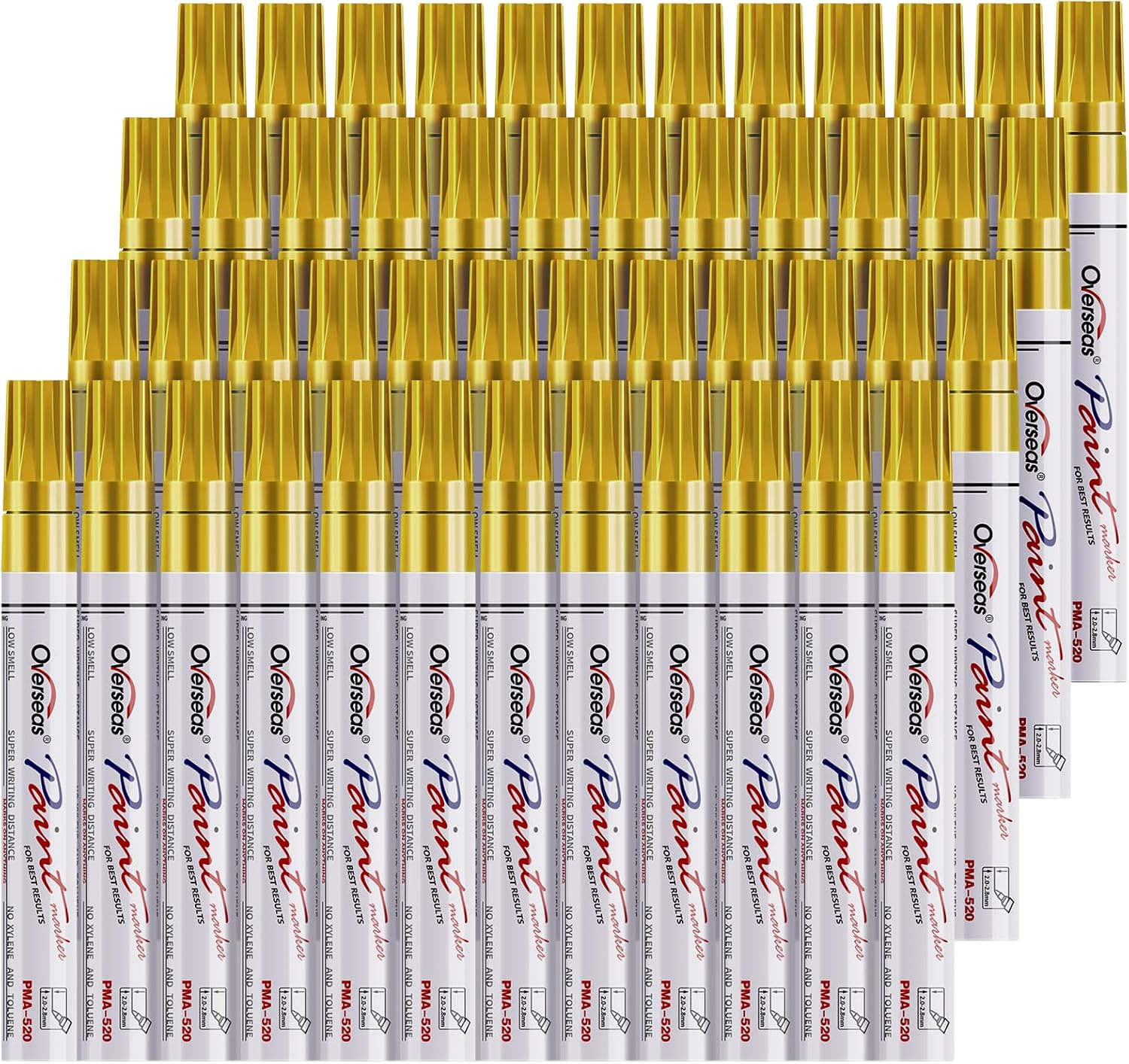 Overseas 48 Gold Paint Pens Permanent Markers, Oil Based Paint Markers