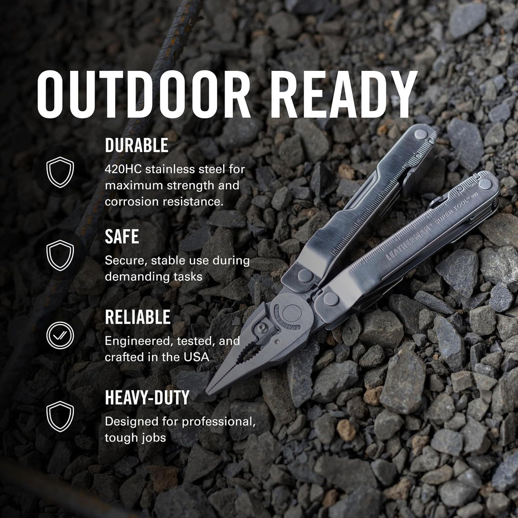 LEATHERMAN Super Tool 300, Replaceable Wire Cutters and Saw, Black