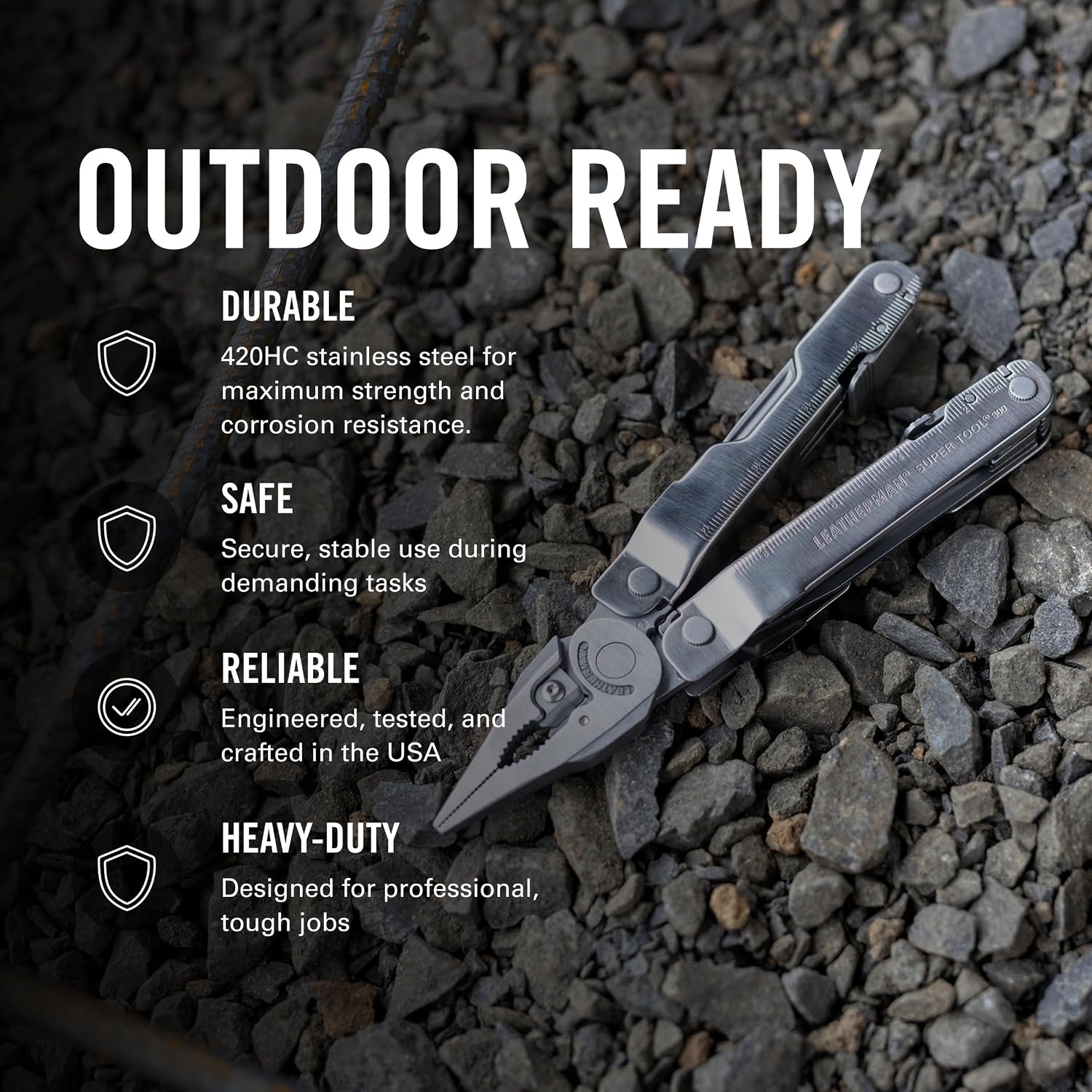 LEATHERMAN Super Tool 300, Replaceable Wire Cutters and Saw, Black