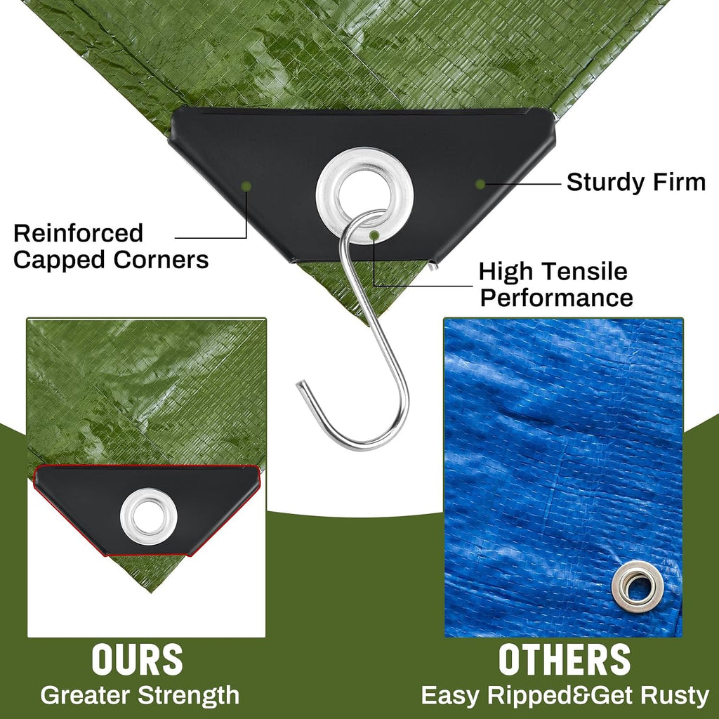 8 Pack 4 x 6 ft Army Green Tarps, 5.5 Mil Heavy Duty Waterproof Tarp