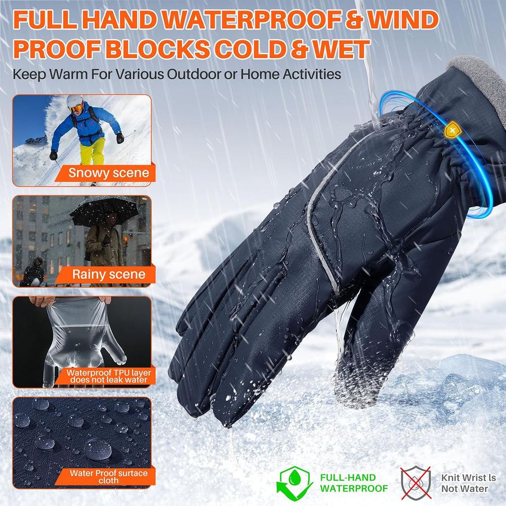 Winter Gloves Warm for Men & Women - Waterproof Touchscreen Outdoor Thermal Gloves with Plush Lining/Adjustable Wrist,Snow Shoveling Commuting Skiing