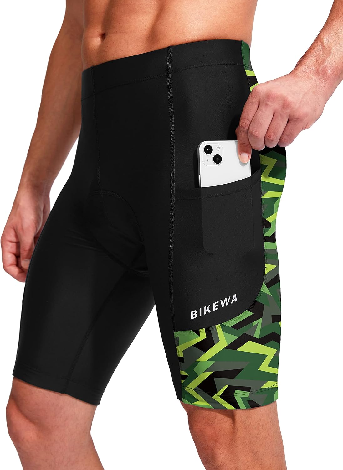 Bikewa Men's Bike Shorts 3D Padded Cycling Road Biking Mountain Riding Biker Bicycle UPF 50+ Cycle Shorts Zipper Pockets