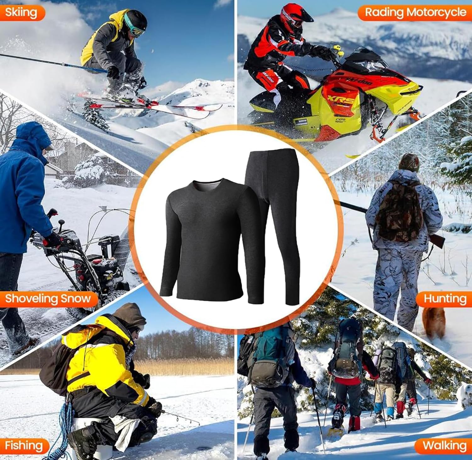 Heated Thermal Underwear for Men Women USB Charge 42 Zone Intelligent Heated Long Johns for Men Women & XS-4XL
