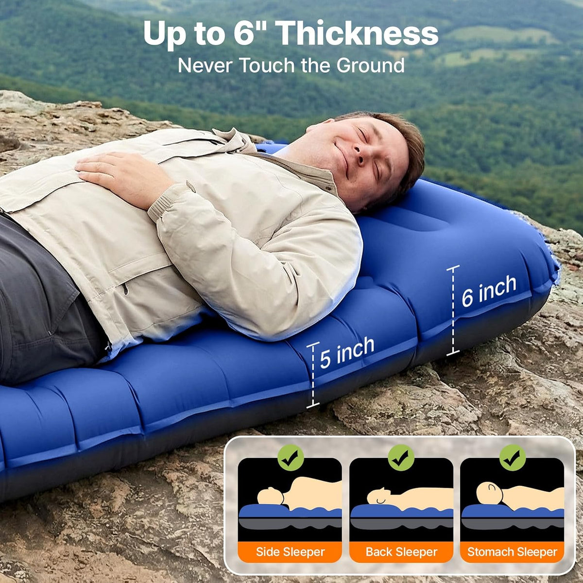 OGERY Sleeping Pad, Inflatable Camping Pad with 6" Extra-Thick