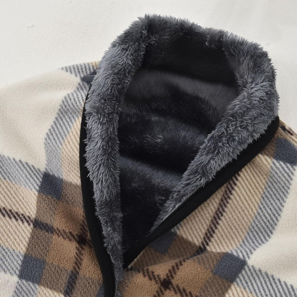 forestfish Fleece Wearable Blanket Oversized, Comfy Lightweight Lap Blanket Poncho Throw With Buttons, 63“x 55” (Mocha, Medium(55”x39”))