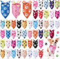 Abbylike 50 Pcs Paw Print Dog Bandanas Bulk, National Dog Day Paw & Bone