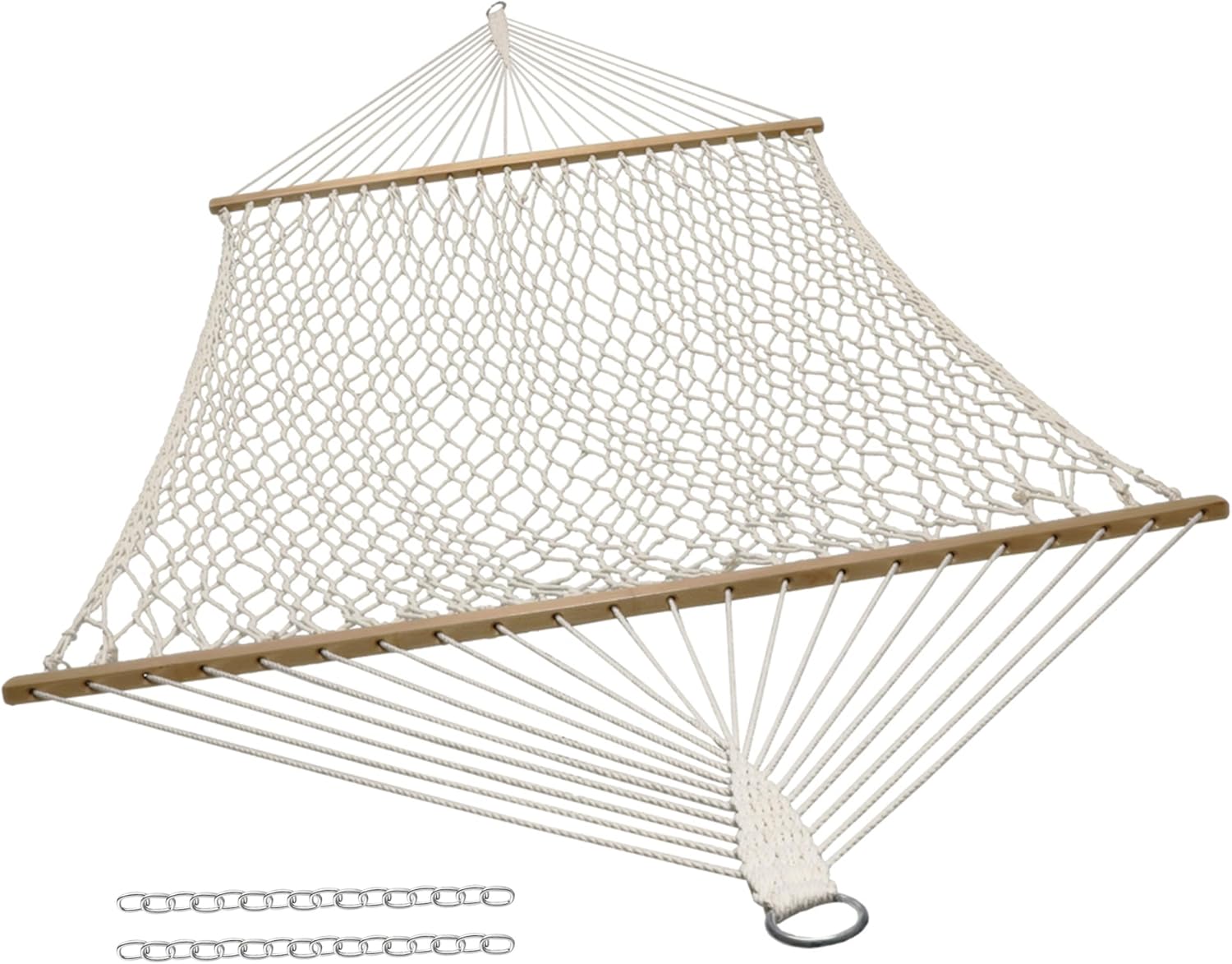 Sunnydaze Double Cotton Rope Hammock for Outside, Backyard, Patio, Natural