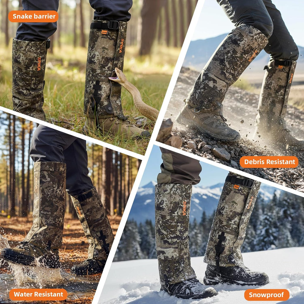 SPIKA Strike Snake Gaiters, Waterproof Hunting Gaiter for Men and Women, Adjustable and Snake Resistent Leg Protective for Outdoors Hiking