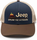 Jeep Explore The Outdoors Trucker Hat – Embroidered Logo, Snapback Closure, Mesh Back