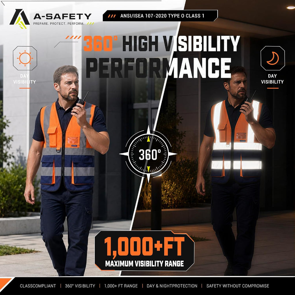 A-SAFETY High Visibility Reflective Safety Vest Customize Logo (XS-8XL)