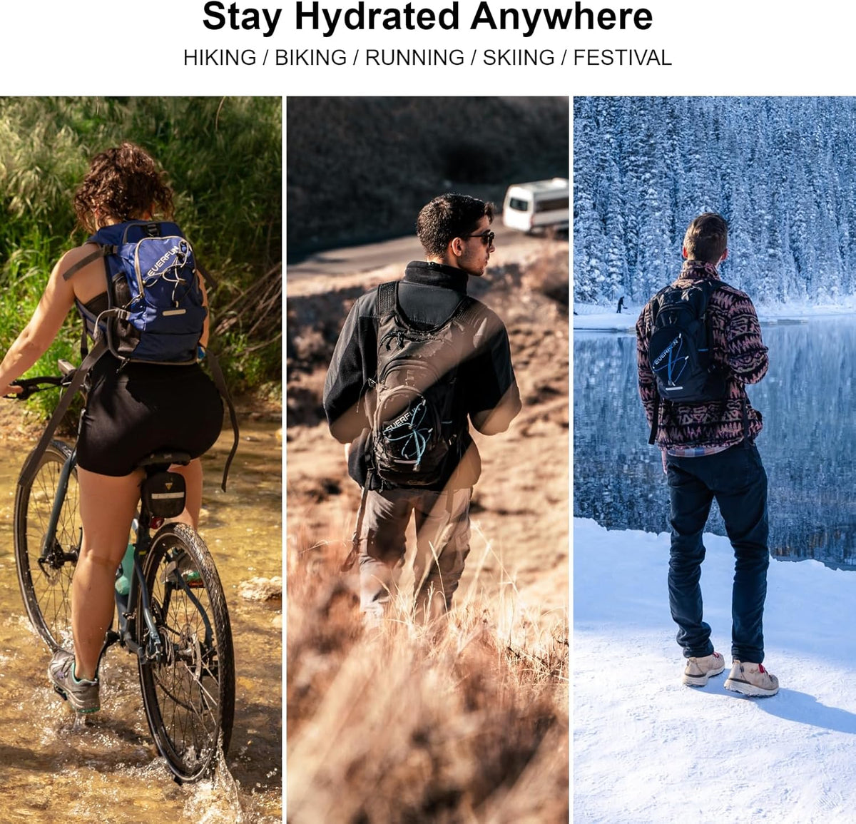Everfun Hydration Backpack 18L with Water Bladder 2L/3L Hiking Water Backpack Women Men Hydration Pack Insulated Lightweight Day Hydropack with Storage for Hiking, Biking, Running, Festival