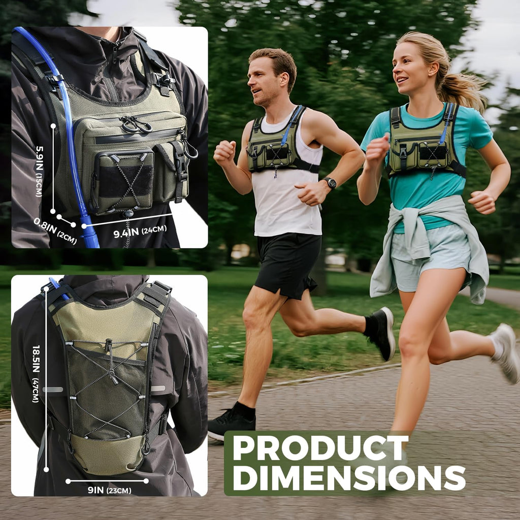 Criuage USA Patent Running Hydration Vest Backpack, Lightweight Chest Pack with 2.0L Water Bladder Bag Daypack for Hiking Running Cycling Race Marathon for Women Men