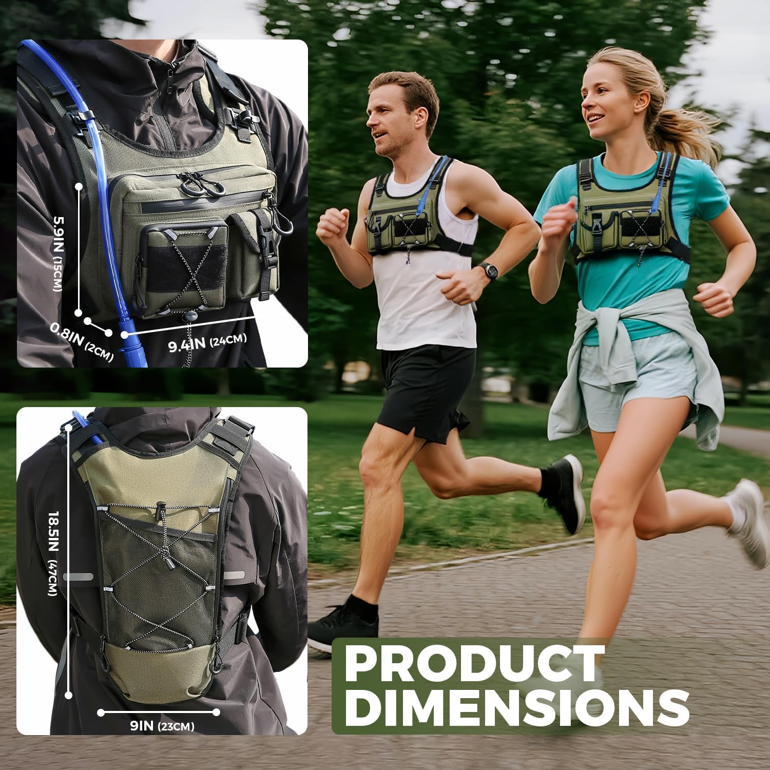 Criuage USA Patent Running Hydration Vest Backpack, Lightweight Chest Pack with 2.0L Water Bladder Bag Daypack for Hiking Running Cycling Race Marathon for Women Men