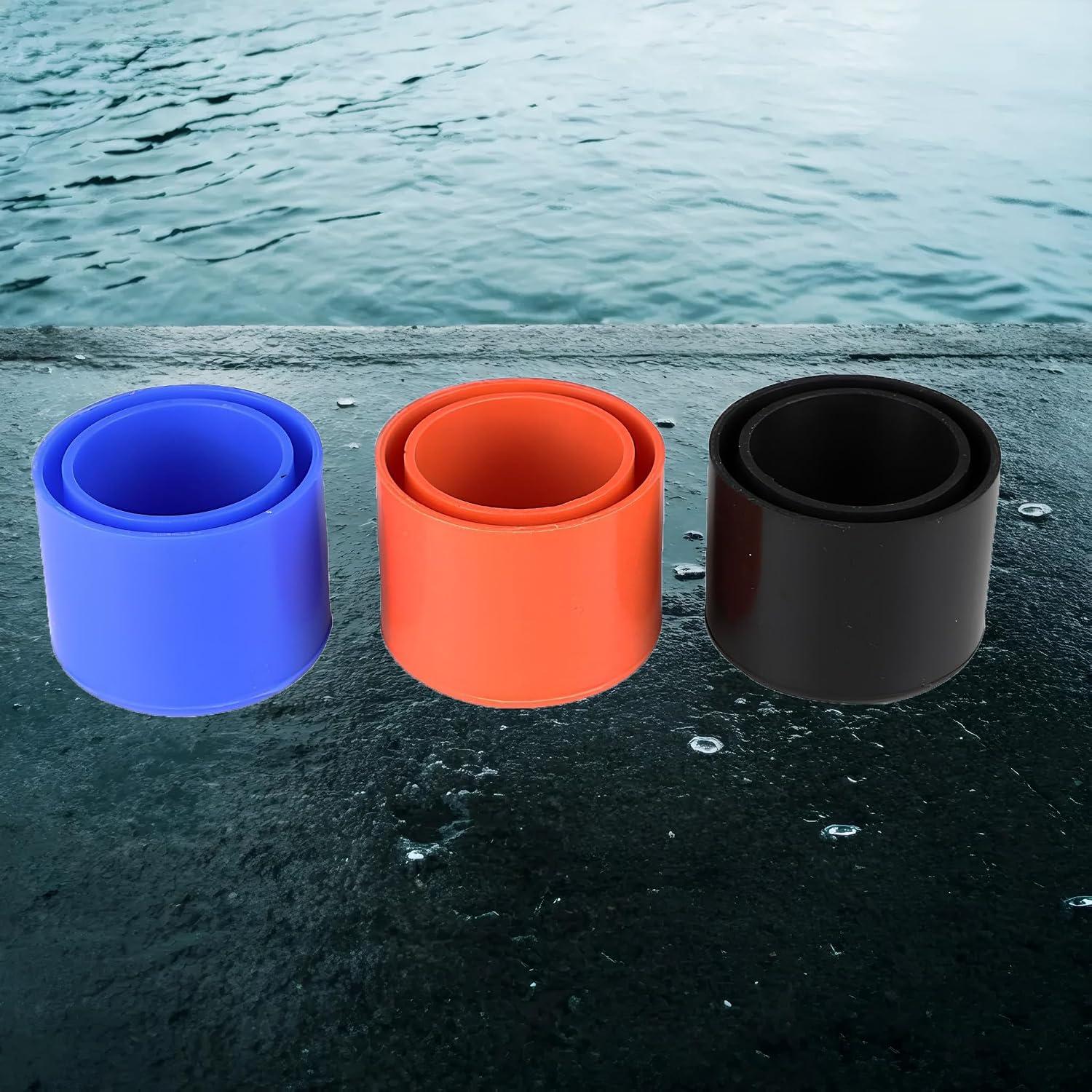 8 Pcs Black Silicone Fishing Rod Holder Tube Cap Kit Fit for Fishing Rod Pole Rest Rack Insert Protectors Fishing Cart Accessories