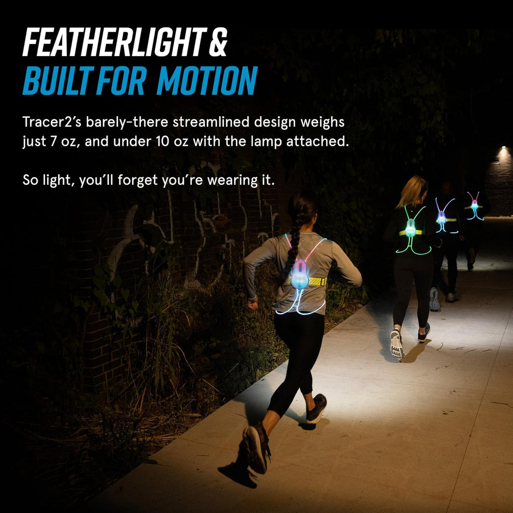noxgear Tracer2 Multicolor Light Up and Reflective Running Vest | Rechargeable, Ultra-bright Running Lights for Runners