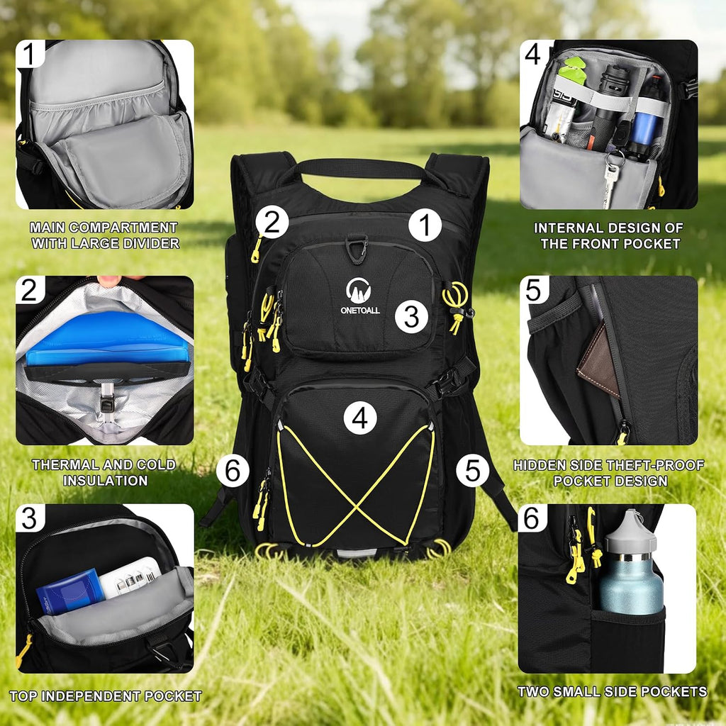 Hydration Backpack 22L, Hiking Backpack with 2L Leakproof Bladder, Sewn-in Rain Cover, Insulated Compartment for Men & Women Running, Cycling, Camping