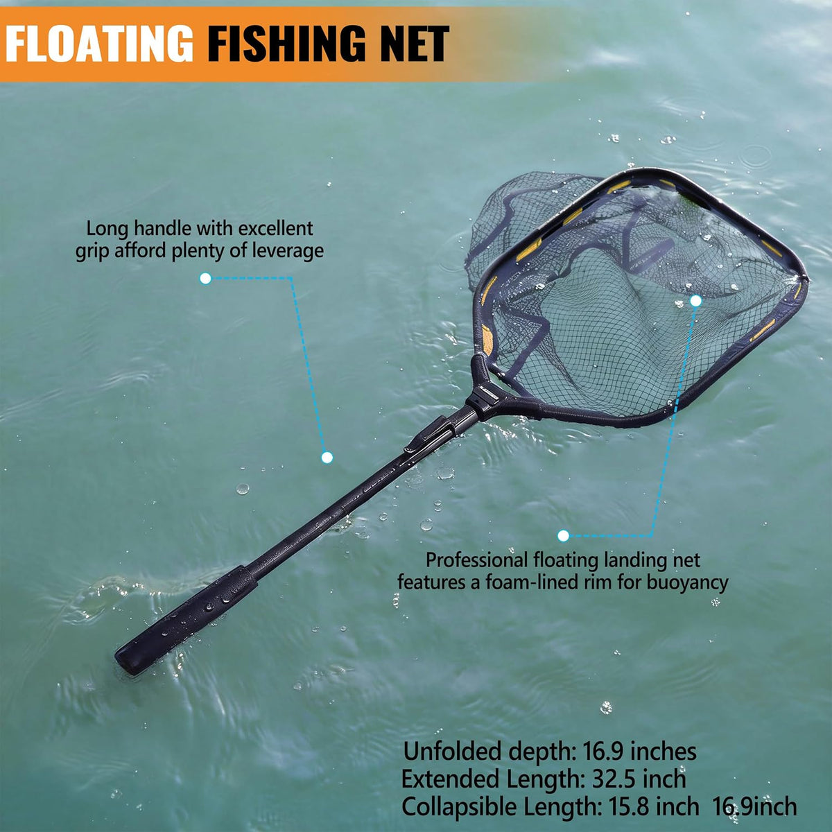 PLUSINNO Fishing Backpack with Fishing Net, Tackle Bag for Fishing Gear