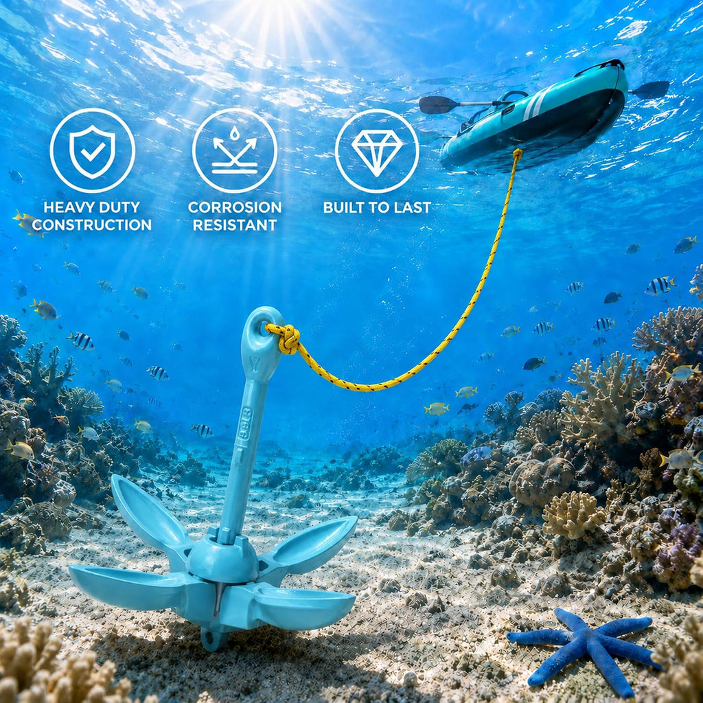 Kayak Anchor Boat Anchor for Kayaks, Canoes, SUP Paddle Boards & Jet Skis, Folding Anchor with 40ft Anchor Tow Rope and Carrying Bag