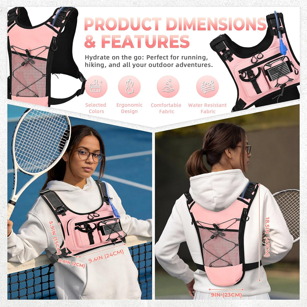 Criuage USA Patent Running Hydration Vest Backpack, Lightweight Chest Pack with 2.0L Water Bladder Bag Daypack for Hiking Running Cycling Race Marathon for Women Men