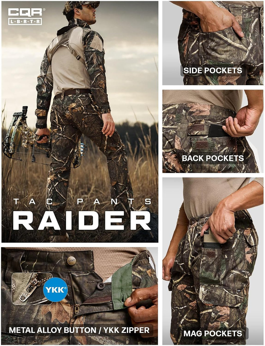 CQR Men's Tactical Pants, Water Resistant Ripstop Cargo Pants, Lightweight EDC Work Hiking Pants, Outdoor Apparel